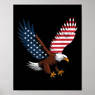 Póster 4 De Julio Bald Eagle Estados Unidos Bandera Patri