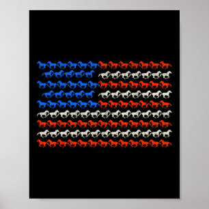Póster 4 De Julio Bandera Americana Caballo De Caballo U
