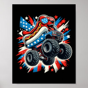 Póster 4 De Julio Bandera Americana Usa Hotdog Monstruos