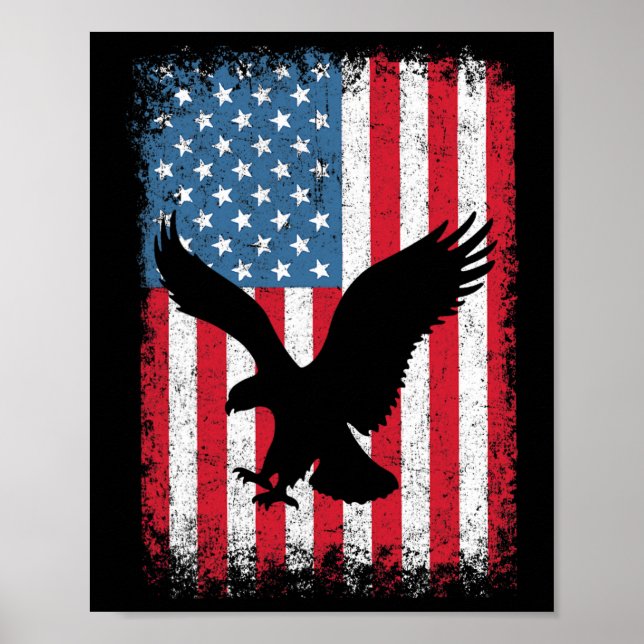 Póster 4 de julio Bandera de Águila Americana- Día de la  (Frente)