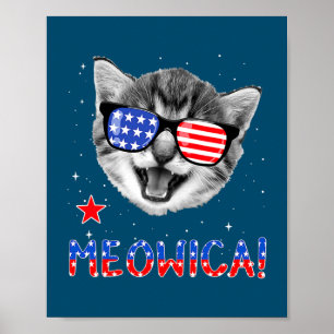 Póster 4 de julio: Bandera estadounidense de Meowica