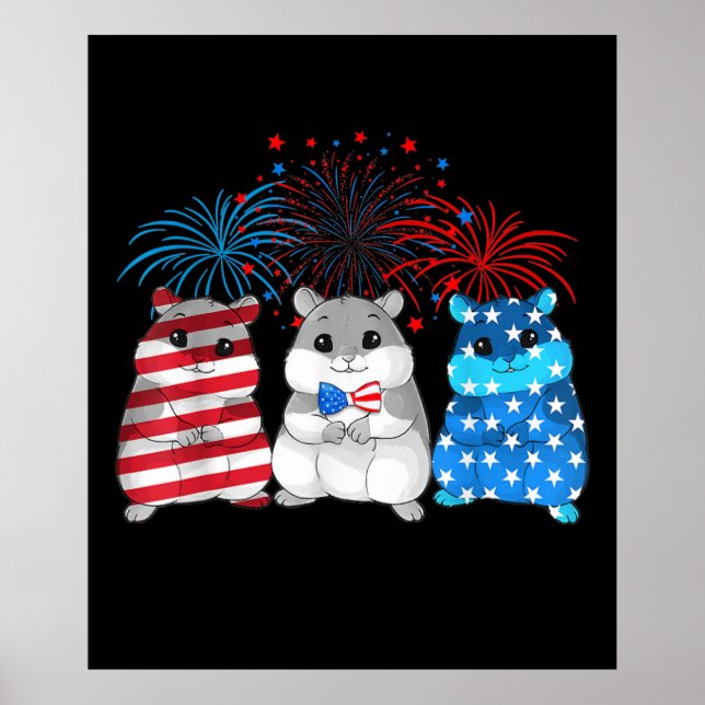 Póster 4 De Julio Bandera Estadounidense Feliz Cerdo De G (Frente)