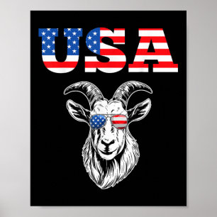 Póster 4 De Julio Bandera Estadounidense Goat Lover Usa P
