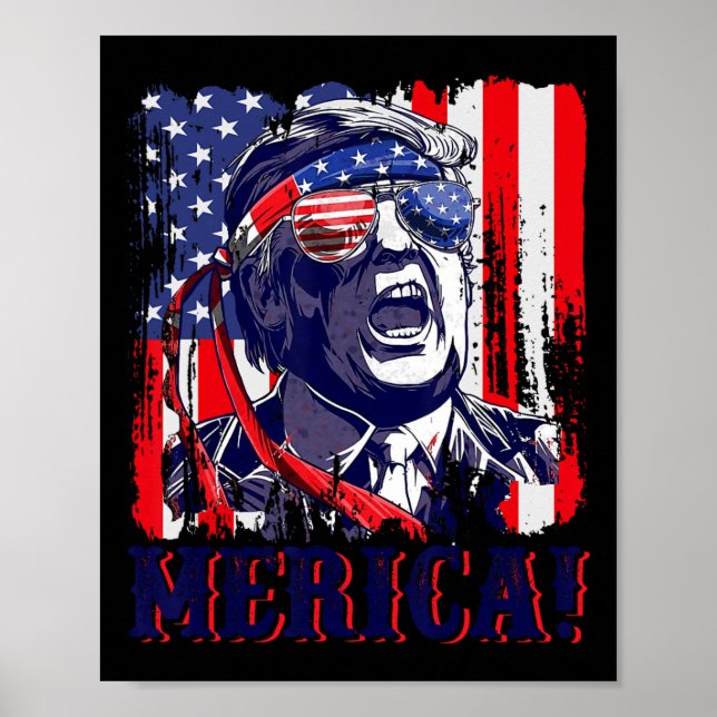 Póster 4 De Julio Bandera Estadounidense Mónica Gif (Frente)