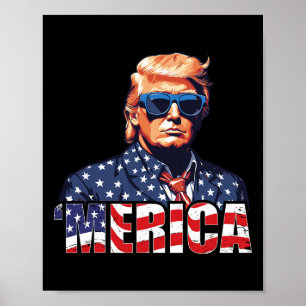 Póster 4 De Julio Bandera Estadounidense Trump Vintage