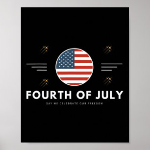 Póster 4 De Julio Bandera Estadounidense Usa