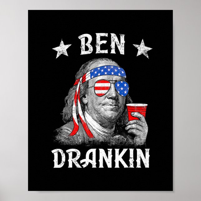 Póster 4 De Julio Ben Drankin Funny Patriótico Benjamin (Frente)