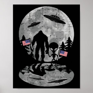 Póster 4 De Julio Bigfoot Alien Ufo Graciosa Mujer Patrió