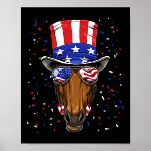Póster 4 De Julio Caballo Patriótico Ee.Uu.