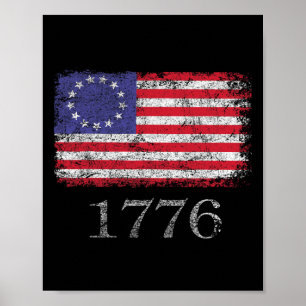 Póster 4 De Julio Camiseta Bandera Estadounidense Betsy R