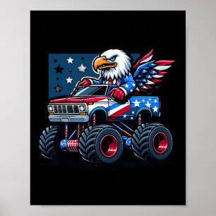 Póster 4 De Julio Camisetas Niños Camión Bandera Estadoun