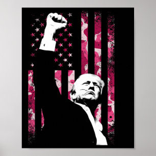 Póster 4 De Julio Camuflaje Rosa De Camo Pelea Con La Ban