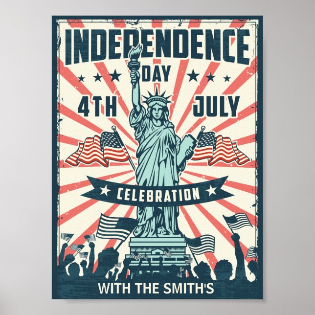 Póster 4 de julio Celebración del Día de la Independencia (Frente)