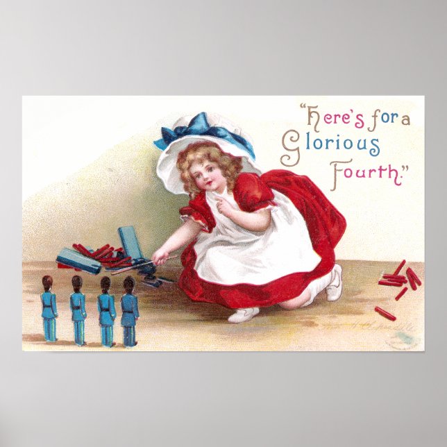 Póster 4 de julio: Chica y soldados de juguetes (Frente)