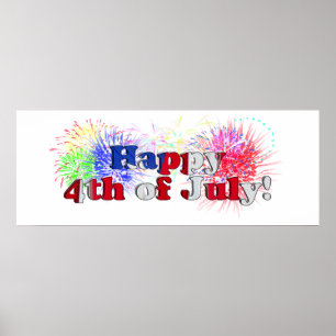Póster 4 de Julio Con Fuegos Artificiales