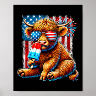 Póster 4 De Julio Cow Popsicle Firework Usa American 1