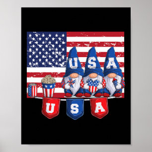 Póster 4 De Julio De 2023 Patriotic Gnomes Funny U