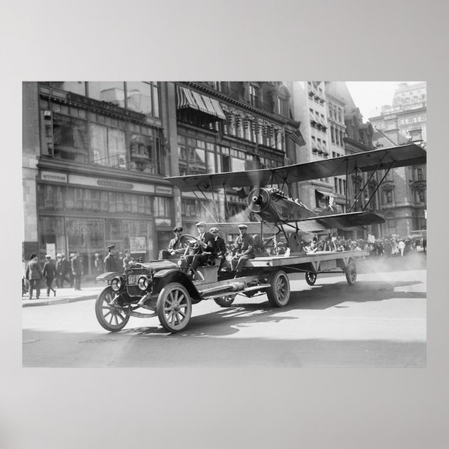 Póster 4 de julio de Biplane, principios del siglo XX (Frente)