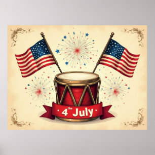 Póster 4 de julio, Día de la Independencia,