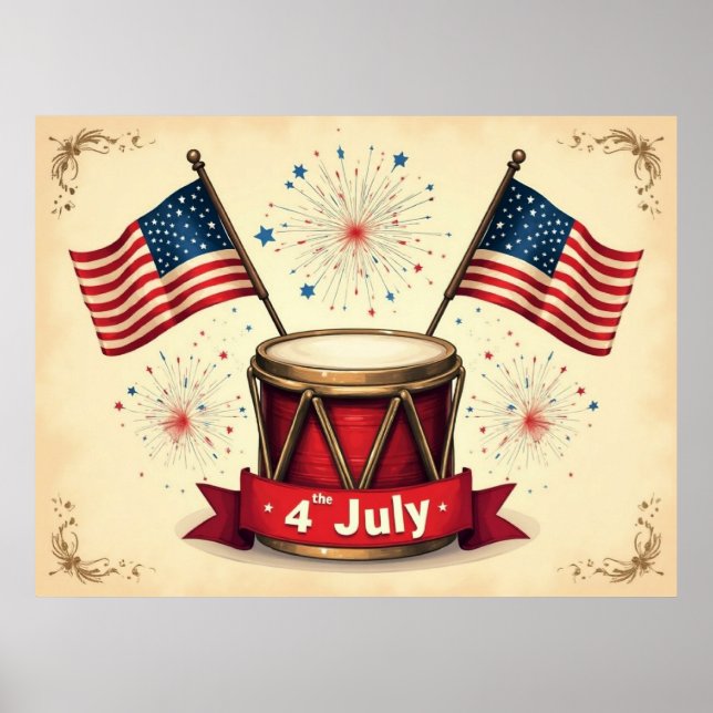 Póster 4 de julio, Día de la Independencia, (Frente)