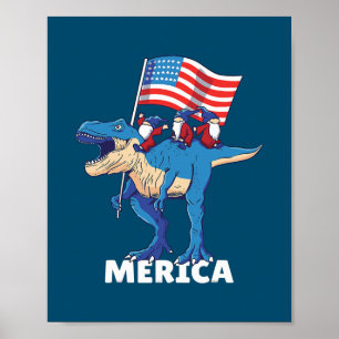 Póster 4 de julio Día de la Independencia de EEUU Dinosau