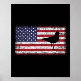 Póster 4 De Julio Divertido Patriótico Snowy Plover Bird 