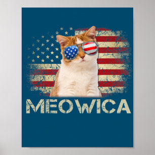 Póster 4 de julio: El gato de Meowica, patriótico, EE.UU.