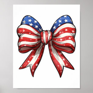 Póster 4 De Julio Estados Unidos Coquette Bow Día De La I