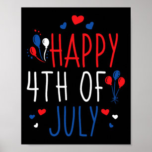 Póster 4 de julio Feliz 4 de julio Bandera americana 