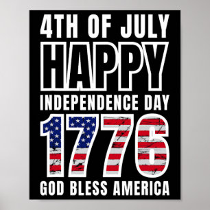 Póster 4 De Julio Feliz Día De La Independencia 1776 Dios