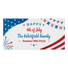 Póster 4 de julio Fiesta BBQ de verano familiar