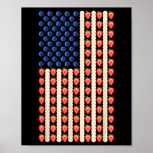 Póster 4 De Julio Fresa Jello Hombres Pastel De Bandera D