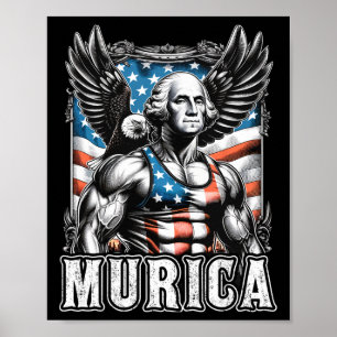 Póster 4 De Julio Funny Patriótico George Washington Juli