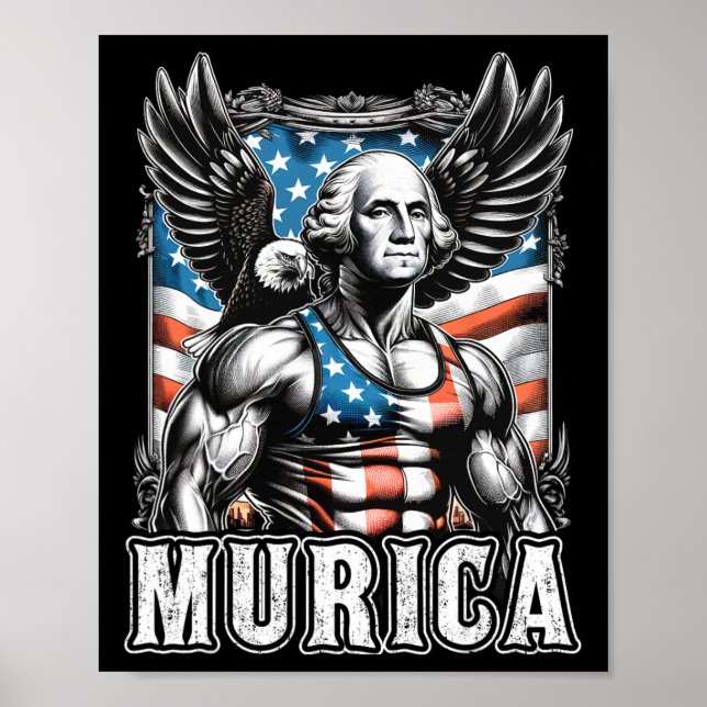 Póster 4 De Julio Funny Patriótico George Washington Juli (Frente)