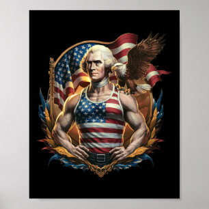 Póster 4 De Julio Funny Patriótico George Washington Juli