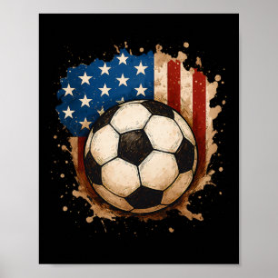 Póster 4 De Julio Fútbol Patriótico Usa Bandera Americana