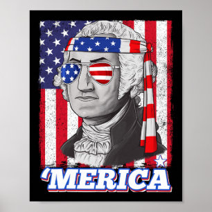 Póster 4 De Julio George Washington Patriótico Merica Fla