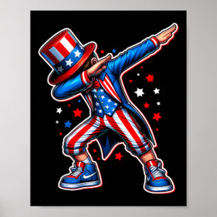 Póster 4 De Julio Guay Dabbing Boy Bandera Estadounidense
