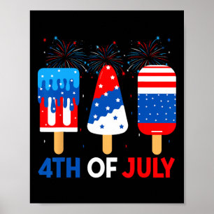Póster 4 De Julio Ice Creams Gracioso Patriótico Estadoun