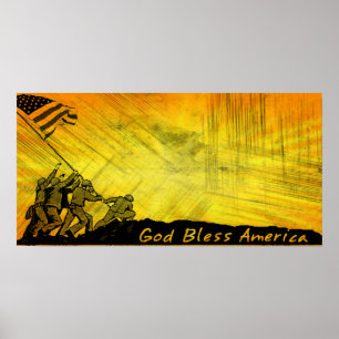 Póster 4 de julio Iwo Jima, Dios bendiga al Poster estado