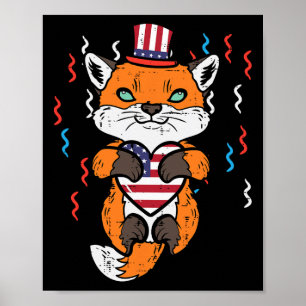 Póster 4 De Julio La Bandera Americana Fox Corazón Niños