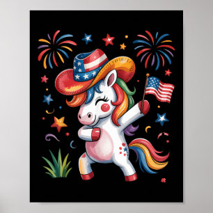 Póster 4 De Julio Las Mujeres Azules Rojas De Unicornio