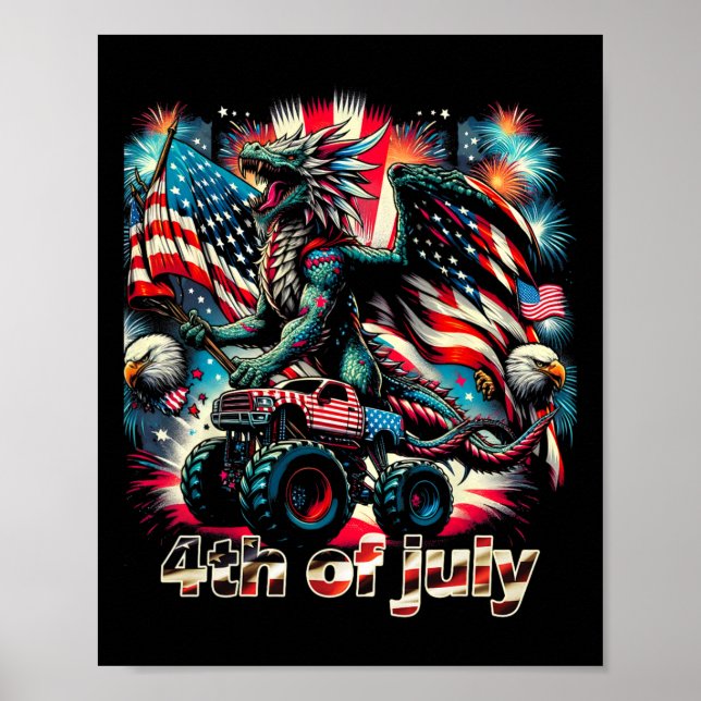 Póster 4 De Julio Monstruo Dragón Camión Byld Eagle Ameri (Frente)