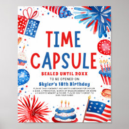 Póster 4 De Julio Patriótico Primera Cápsula De Cumpleaño