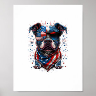Póster 4 de julio Patriótico Staffordshire Bull Terrier D