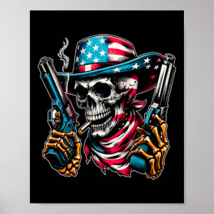 Póster 4 De Julio Patriótico Usa Skeleton Skull Ee.Uu. Es