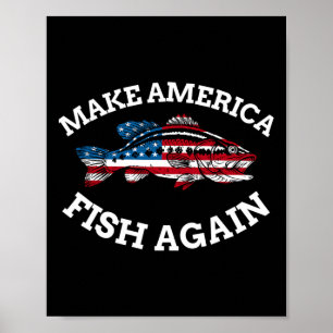 Póster 4 De Julio Pescando Bandera Estadounidense Hacer I