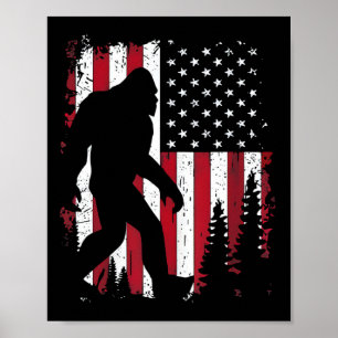 Póster 4 De Julio Pie Grande Sasquatch Patrio Bandera Est