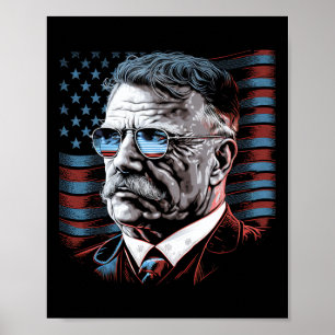 Póster 4 De Julio Presidente Theodore Roosevelt American