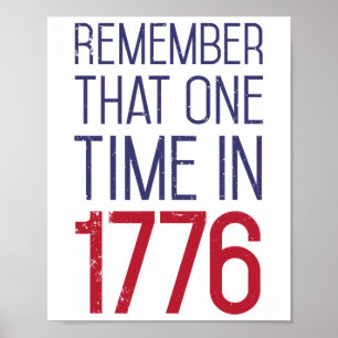 Póster 4 De Julio Recuerda A 1776 Divertida Histora Estad